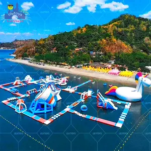 Ilha flutuante inflável parque aquático parque Aquático inflável tobogã inflável parque com certificado TUV