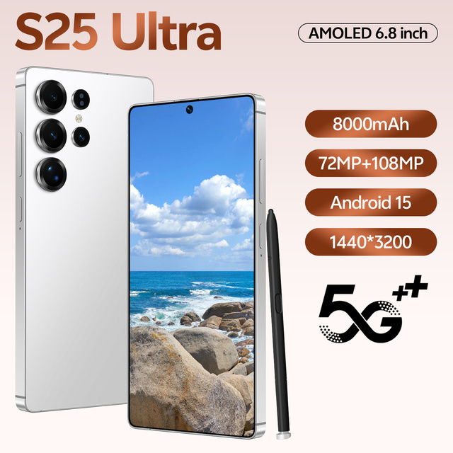 S25 108MP Camera Smartphone 6.8" OLED 90Hz 16GB+1TB 5G LTE Android 15 Face ID 8000mAh