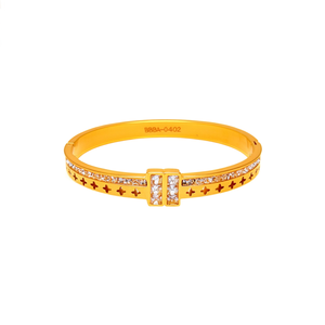 BBBA-04032 Bracelets et joncs classiques pour femmes en acier inoxydable 316L plaqué or avec cristaux pour un usage quotidien - Product Image 2