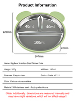 Nouvelle Assiette à Ventouse Ours Cartoon 2026 pour Enfants, Sans BPA, en Acier Inoxydable 304, avec Manchon en Silicone, Compatible Lave-Vaisselle