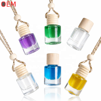 Diffuseur de parfum liquide suspendu pour voiture avec bouchon en bois, flacon de parfum en verre suspendu
