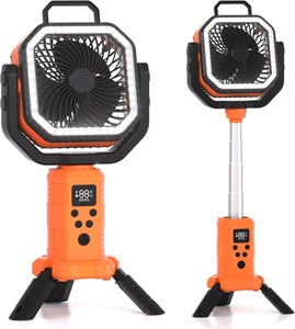 Ventilateur de camping portable avec télécommande, 5W, rechargeable par USB, affichage numérique, oscillant, quatre vitesses, en plastique, pour usage extérieur - Product Image 4