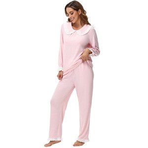 All'ingrosso <span class=keywords><strong>abbigliamento</strong></span> da <span class=keywords><strong>donna</strong></span> di lusso di alta qualità 2 pezzi Set da notte elegante da <span class=keywords><strong>donna</strong></span> Set di pigiami in cotone per la casa - Product Image 4