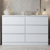 Commode en bois blanc de style nordique moderne avec 3 tiroirs, beaucoup de rangement, meubles de chambre durables, ensembles de chambre, cadre de lit, lit en bois