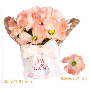 Bouquet de fleurs artificielles de <span class=keywords><strong>cerisier</strong></span> et de phalaenopsis en pot, style pastoral, pour décoration de bureau et de maison - Product Image 5