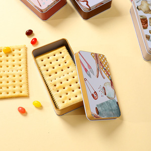 Rectangular Tin <b>Box</b> Metal Storage Container Flip Lid Patterned Design For Candy Cookies <b>Small</b> Items <b>Gift</b> <b>Box</b> - Product Image 4