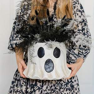 Maceta de Resina con Forma de Cubo Fantasma, Pequeña, Mediana y Grande, Decoración para el Hogar, Artículos para Halloween - Product Image 1