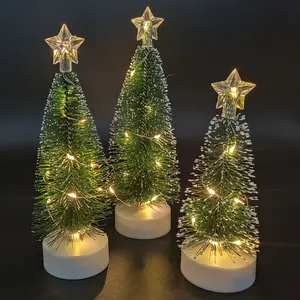 O19S弹出式迷你人造白色圣诞树，带发光二极管条形灯，为圣诞快乐出售暖光圣诞装饰品
