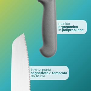 Set di coltelli da pizza in acciaio inossidabile, lama seghettata da 20 cm, manico in plastica nera, set di coltelli da bistecca per tagliare la pizza - Product Image 3