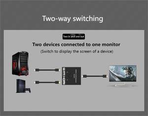 Hd-mi Splitter Dos entradas y una salida 2k * 4K AB Switch HD Computadora Audio y video Conversión bidireccional Pantalla dividida - Product Image 5
