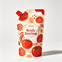 Pochette personnalisée transparente en plastique avec bec verseur pour ketchup, sachet de sauce, emballage alimentaire de qualité supérieure en gros