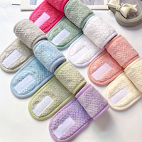 Bandeau de spa prêt à expédier, en polaire corail réglable, doux comme une serviette, pour le lavage du visage, le bain et la douche, personnalisable avec logo