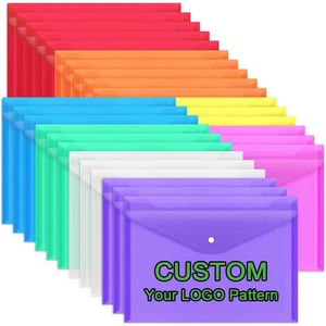 学校・オフィス用 再利用可能 A4サイズ プラスチック製 クリアファイルフォルダー スナップ留め封筒式 - Product Image 1