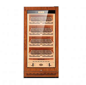 Fabricante de suministro de eliminación de amoníaco enfriador de oro revestimiento de madera de cedro español 800 humidificador de cigarros con luz LED - Product Image 6