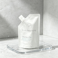 Pochette souple personnalisée biodégradable blanche de haute qualité pour shampoing avec bec verseur