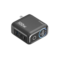 Chargeur GaN 100W 2C1A, chargeur USB C rapide 3 ports avec écran intelligent et commande tactile, chargeur mural PD 100W QC3.0 65W pour ordinateurs portables