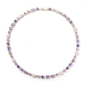 Gran oferta, gargantilla de cadena de tenis de eslabones multicolor personalizable, cadena de diamante completo, collar de piedras preciosas de gama alta de circón colorido - Product Image 5