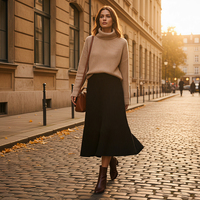 Jupe longue maxi évasée en maille quadrillée chaude de qualité supérieure pour femme, taille naturelle, coupe trapèze, idéale pour le bureau ou les soirées, personnalisable OEM