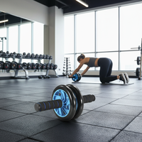 Ensemble de gym à domicile 6 pièces : Roue abdominale, Barre de pompes, Bande de résistance, Corde à sauter, Tapis de préhension pour l'entraînement quotidien et l'entraînement complet du corps