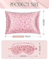 Masque pour les yeux, bandeau et taie d'oreiller en satin de soie écologique de luxe à imprimé léopard rose, coffret cadeau trois-en-un pour toutes les saisons
