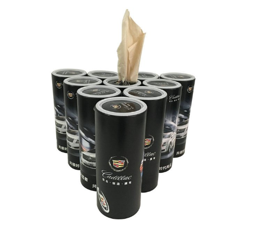 Wellpaper CT Series Car Tissue Tubes - 4 Pack Travel Tissues for Cup Holder