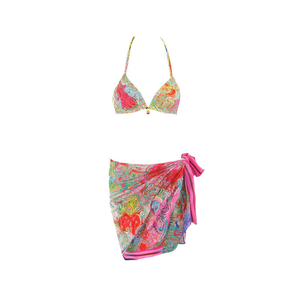 Set bikini taglie forti con gonna avvolgente, costume da bagno con stampa colorata per la spiaggia 42 44 46 48 - Product Image 2
