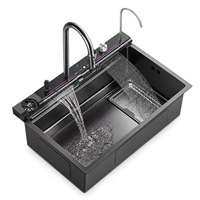 Évier de cuisine cascade multifonction intelligent en acier inoxydable à cuve unique, fait main, à prix compétitif