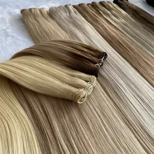 Thickness Ends Double Drawn Russian Slavic Raw Hair Sew In Weft Extensions Wholesale Price Top Quality Cuticle Aligned