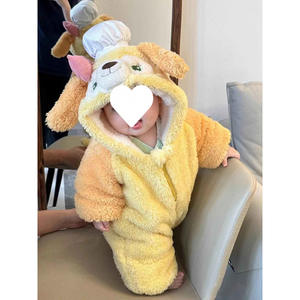 Giouterwear in stile carino in stile invernale <span class=keywords><strong>pigiama</strong></span> foderato in <span class=keywords><strong>pile</strong></span> di corallo sacco a pelo per bambini e bambine tutine con bottone - Product Image 2