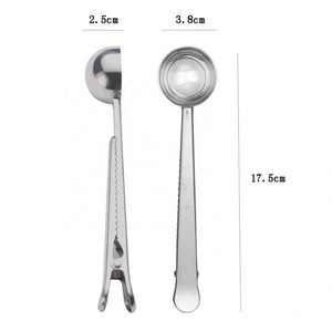 Custom Logo Coffee Scoop Clip 304 Stainless Steel <b>Measuring</b> <b>Spoon</b> Bag Sealer for Promotional Events - Product Image 2