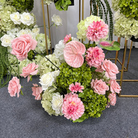Aanpasbare roze en groene kunstbloemen boog voor bruiloft bloemstukken hortensia's kunstbloemen bruiloft