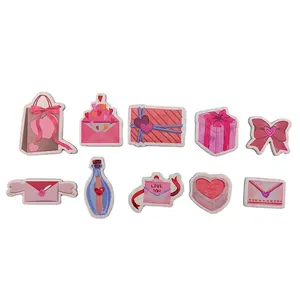 10pc/box Valentine's Day Wooden Shaped Printed Fridge Magnets