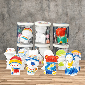 Kit <span class=keywords><strong>de</strong></span> figurines en plâtre à peindre soi-même avec pinceaux <span class=keywords><strong>et</strong></span> peintures, motifs aléatoires à colorier pour enfants, activité DIY, décoration parent-enfant - Product Image 6