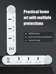 2026 New Arrival 3 Outlets Power <b>Socket</b> 10A 2000W <b>Universal</b> Extension Cord for WISH with 2 USB 1 Type C - Product Image 6