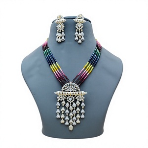 Best Quality Pendent <b>Necklace</b> <b>Set</b> With Earrings Beautiful AD Stones And <b>Pearls</b> Look <b>Necklace</b> <b>Set</b> for Party Wear For Women - Product Image 2