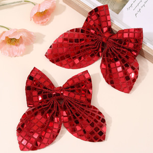 Silver <b>Mirror</b> Sequin Bow Hair <b>Clips</b> 3D Shiny Hair Barrettes For Girls Kids Party Dance Festival Side Hair Accessories - Product Image 6