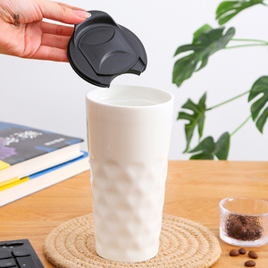 Mug de voyage en céramique à double paroi isolé avec couvercle, idéal pour les cadeaux promotionnels - Product Image 2