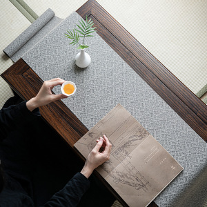 Chinese Zen Style Fabric Tea Mat <b>Table</b> <b>Runner</b> Waterproof Heat Insulating For Tea Ceremony Wabi Sabi Design - Product Image 2