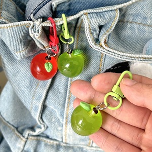 Christmas Eve Gift Cute Cartoon Fruit Transparent 3D Apple-Shaped Resin Keychain Color-Changing <b>Couples</b> Decorative <b>Ornament</b> - Product Image 2