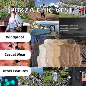 Chaleco Vintage Elegante para Mujer PB&ZA 2024, Cierre de Cremallera Informal, Cortavientos, Sin Mangas, Tejido de Nailon/Algodón con Volantes - Product Image 3