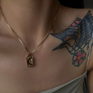 2022 Hochwertige Vintage Emaille PVD 18K Vergoldete Halskette Sonne Mond Stern Edelstahl <span class=keywords><strong>Tarot</strong></span>-Karten-Halskette - Product Image 2