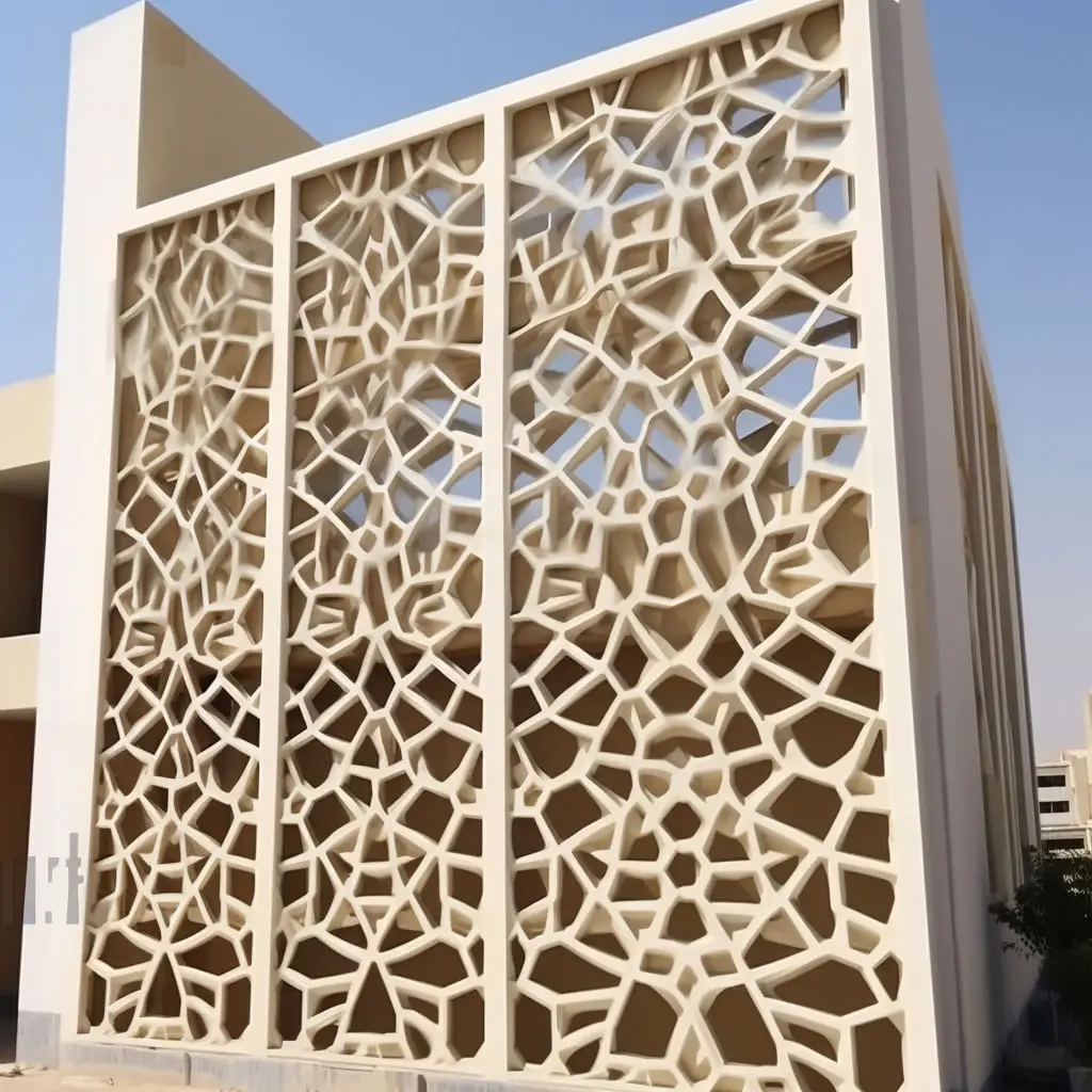 Villa Exterior Wall Decoration Modern Arabic Islamic Design GFRC Perforated Facade