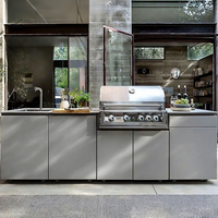 Ensemble de cuisine extérieure en acier inoxydable résistant aux intempéries haute performance pour maisons de luxe, armoires de cuisine extérieures modulaires
