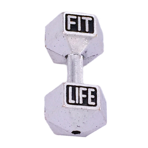 Pendentif en métal 3D écologique, design inspiré de la salle de sport, <span class=keywords><strong>CrossFit</strong></span>, Fit Life, Live Barbell, perle, charme, haltère, bijoux de fitness - Product Image 1