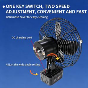 Ventilador de Trabajo Portátil Compacto de Metal de 8 Pulgadas, Funciona con Batería de 21V, Enchufe de CA, Doble Alimentación, <span class=keywords><strong>Malla</strong></span> Fácil de Limpiar, para Construcción, Camping, Pesca - Product Image 4
