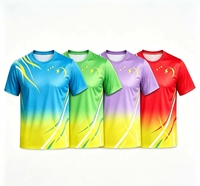 T-shirt de sport pour homme à séchage rapide, dégradé, manches courtes, respirant, maillot de course, impression de logo personnalisée, vêtements de sport OEM