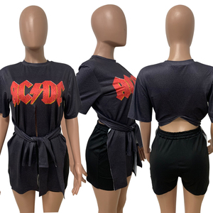 2022 المرأة الصيف Y2K قمم الملابس الجرافيك الجمالية التي شيرت تيز مثير لطيف السيدات طويلة قصيرة الأكمام قمصان قطع علوية بدون أكتاف - Product Image 6