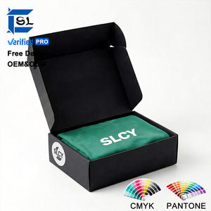 صندوق ورقي مموج أسود مخصص لطباعة الشعارات، صديق للبيئة، لتغليف الملابس وإعادة التدوير والشحن - Product Image 1