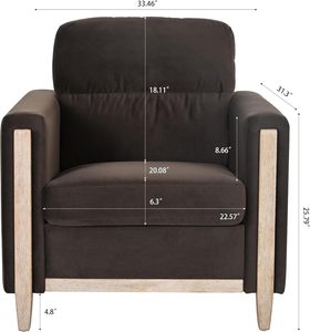 Poltrona Girevole Imbottita Morbida per Hotel <span class=keywords><strong>e</strong></span> Ufficio Domestico Design Moderno con Gambe in Legno - Product Image 2