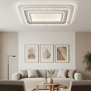 โคมไฟเพดาน LED ทรงสี่เหลี่ยม ดีไซน์มินิมอล ตกแต่งขอบด้วยลวดลายสร้างสรรค์ เหมาะสำหรับห้องรับประทานอาหารในอพาร์ทเมนต์สไตล์ร่วมสมัย - Product Image 1